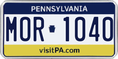 PA license plate MOR1040