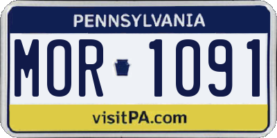 PA license plate MOR1091