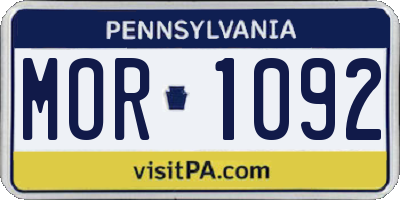 PA license plate MOR1092