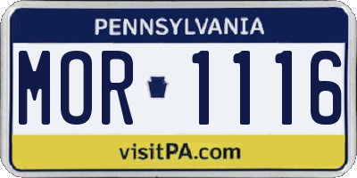PA license plate MOR1116