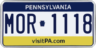 PA license plate MOR1118