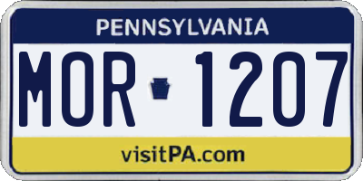 PA license plate MOR1207