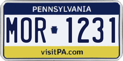 PA license plate MOR1231