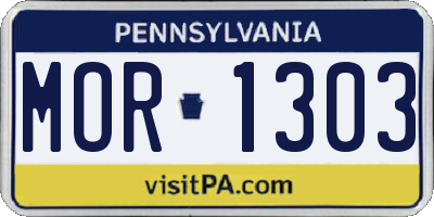 PA license plate MOR1303
