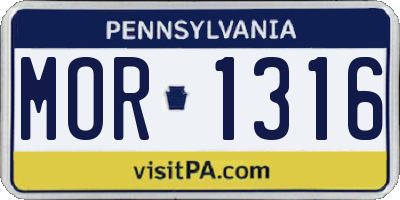PA license plate MOR1316