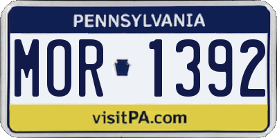 PA license plate MOR1392