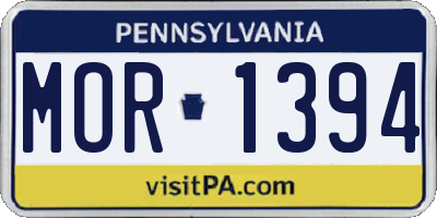 PA license plate MOR1394