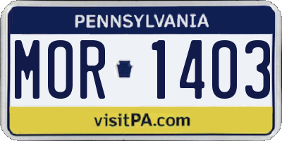 PA license plate MOR1403