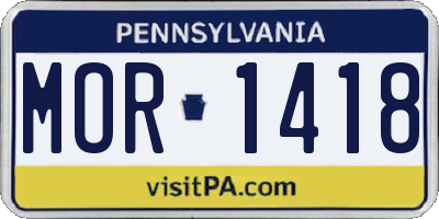 PA license plate MOR1418