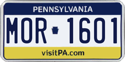 PA license plate MOR1601