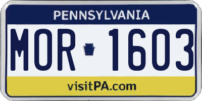 PA license plate MOR1603