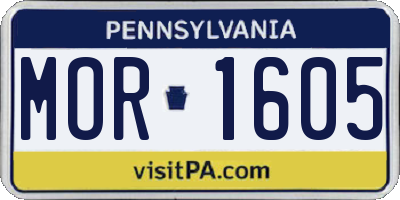 PA license plate MOR1605