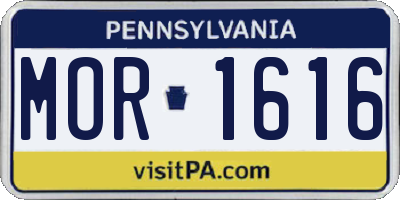 PA license plate MOR1616