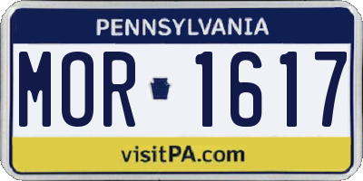 PA license plate MOR1617