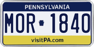 PA license plate MOR1840
