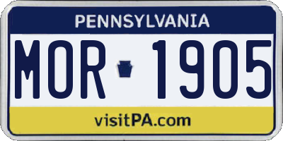 PA license plate MOR1905