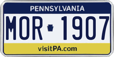PA license plate MOR1907