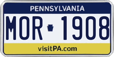 PA license plate MOR1908