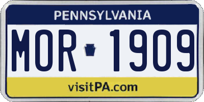 PA license plate MOR1909