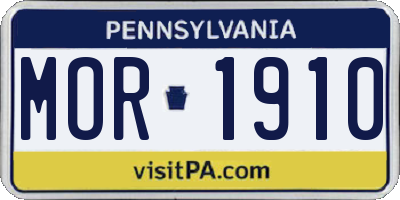 PA license plate MOR1910
