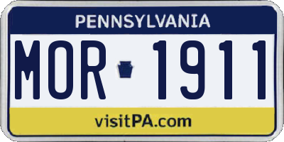 PA license plate MOR1911