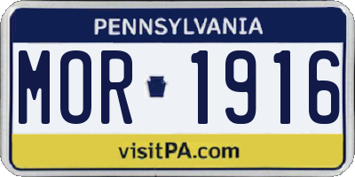 PA license plate MOR1916