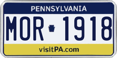 PA license plate MOR1918