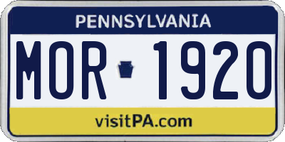 PA license plate MOR1920