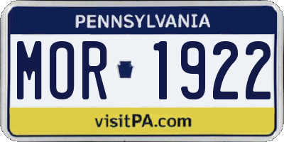 PA license plate MOR1922
