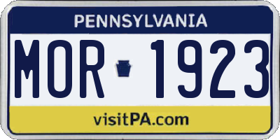 PA license plate MOR1923