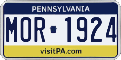 PA license plate MOR1924