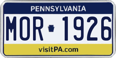 PA license plate MOR1926