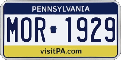 PA license plate MOR1929