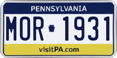 PA license plate MOR1931