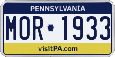 PA license plate MOR1933
