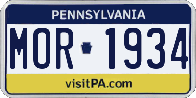 PA license plate MOR1934