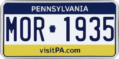 PA license plate MOR1935