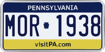 PA license plate MOR1938