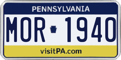 PA license plate MOR1940