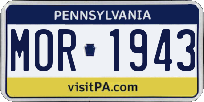 PA license plate MOR1943