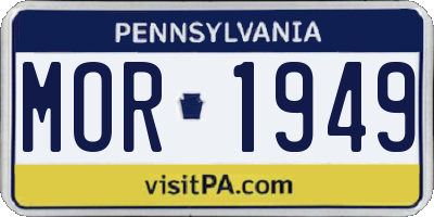 PA license plate MOR1949