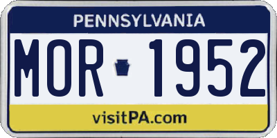 PA license plate MOR1952
