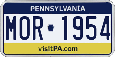 PA license plate MOR1954
