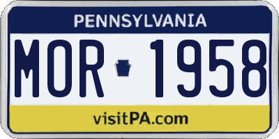 PA license plate MOR1958