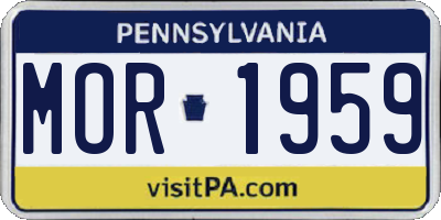 PA license plate MOR1959