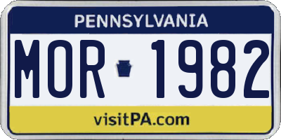 PA license plate MOR1982