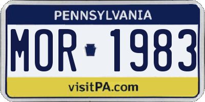 PA license plate MOR1983