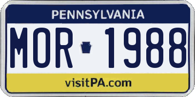 PA license plate MOR1988