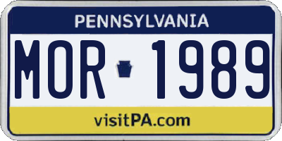 PA license plate MOR1989