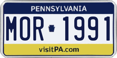 PA license plate MOR1991